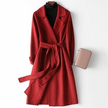JUSTFEELING 가을 겨울 여성 롱코트 핸드메이드 울 자켓 슬림 여성 아우터옷