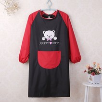 어린이집 선생님 보육교사 실습용 수업 유니폼 앞치마, 블랙 긴팔 큐티베어(초방수)