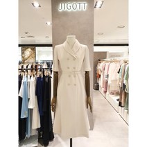 JIGOTT(지고트) JM6E0OP01 더블 단추 카라 벨티드 원피스
