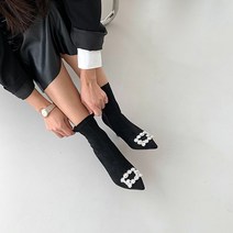 스웨이드 스틸레토 스판 삭스 앵클부츠