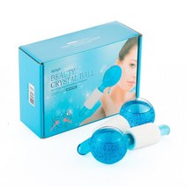 쿨링마사지기 페이스 얼굴 마사지 쿨링 롤러 크리스탈 아이스 하키 에너지 뷰티 페이셜 아이 볼 워터 웨이브 글로브 스킨 케어 도구, [04] Bling Blue