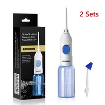 구강세정기 치아세정기 물칫솔 휴대용 구강 irrigator irrigator 2 팁 물 flosser 비강 irrigators 워터 제트 치아 클리너, 파란색 2개