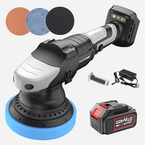 Horison 무선 자동차 광택기 듀얼 폴리싱 충전식 차량 폴리셔 차량용 왁싱기 광택, 6000RPM 20V 배터리 1개_패드 포함