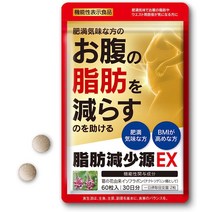 지방 감소원 EX 60알들이(약 1개월분) 비만인 분의 체중 뱃살 허리 둘레 직경 을 줄이는 것을 돕다 [ 기능성 표시 식품 칡꽃 유래 이소플라본 배합 일본제 ], 단일상품개