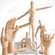 유연한 나무 관절인형 인체모형 전시 구체 원목 14cm