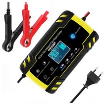 리키 FOXSUR 자동 배터리충전기 12A 펄스복원 12V12A 24V6A, 12A 노란색