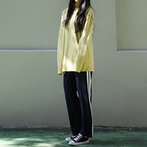 겨자색 피그먼트 워싱 박스 긴팔티 / 남녀공용 오버핏 옐로우박스티