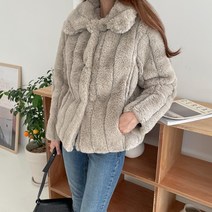 여자 밍크코트 인조밍크 페이크퍼 카라 코트 자켓