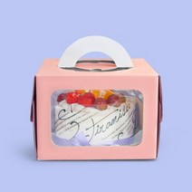 투명 케이크상자 2호(창문형 핑크 높이15cm) 10개