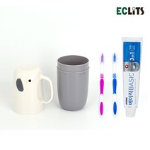 1+1 에클리츠 휴대용 코끼리 칫솔통 어린이집 유치원 학교 관공서 공공기관, 2080세트, 옐로우+핑크