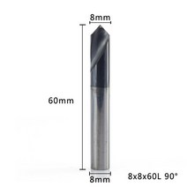 엔드밀 드릴밀 스팟 드릴 2 12mm 2 플루트 챔퍼 밀 90도 스텁 시작 위치 센터 비트 cnc 라우터 비트 밀링 커터 카바이드 엔드 밀, 8xd8x60lx90도, 10개