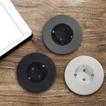 인채널 빌콘 인테리어 원형 매입 1구콘센트 빌트인 매립 서재 싱크대 책상 상판 코너 노출, B_원형 1구콘센트/블랙_IWM012