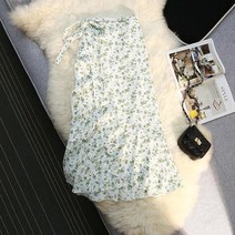 실크스커트 신제품 원피스 스커트 여성 여름 쉬폰 랩 스커트 롱 플로랄 비치 스커트 빈티지 슬림 스커트 의