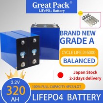 EVE 3.2V 320Ah 등급 A 리튬 철 인산염 배터리 셀 LiFePO4 4PCS 딥 사이클 충전식 보조베터리, 04 4pcs(Japan Stock)