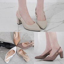 올팜 여성 스틸레토 미들굽 통굽힐 밴딩 슬링백힐 7cm 국내제작 5컬러