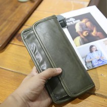 남성 파우치백 클러치백 골프 파우치 미친 말 가죽 남자의 손을 잡는 가방 긴 대합 조개