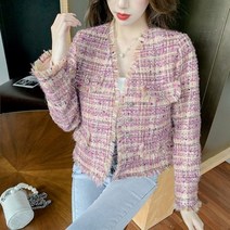 여성 트위드 봄 자켓 런웨이 럭셔리 태슬 코트 여성용 가을 겨울 올 매치 넥 모직 재킷