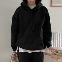 [오버나인] 여성 피치 기모 오버핏 기본 후드티