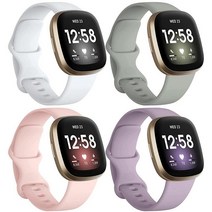 Dirr이엘오 ELO 밴드 Fitbit Sense / Versa 3과 호환 가능 (4팩) 교체용 TPU 스포츠 손목 액세서리 스트랩 3 여성용 남성용 라지 블랙 모데나 블루그
