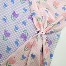 원단style 대폭 면혼방60수 리플 지지미 튤립튤립 2컬러 [A45-5], 핑크