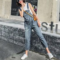 다잇템 여자 멜빵바지 진 트렌디 핏좋은 점프수트