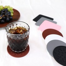 실리콘 컵받침 티 코스터 4개 원형 사각 컵받침대, 사각-그레이(4개)