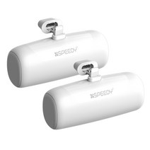 스피디 아이폰 8핀 일체형 미니 도킹형 무선 보조배터리 5000mAh 2개, 화이트, SPE-PA5GPQ8P