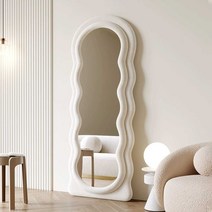 구매허니 미용실경대 거울 이동식 전신 아치형 미러 카페, 클라우드 스타일 카키 160 x 60