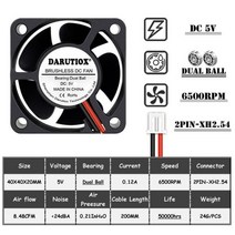 2 개 볼 40mm 냉각 팬 40x40x20mm 쿨러 24V 12V 5V 4020 컴퓨터 케이스 냉각 팬 2 핀 3 핀 방열판 팬 3D 프린터 팬, 5V Dual Ball