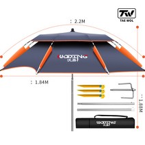 TAE WOL 특대형 이층 꺽임 3단 접식 낚시파라솔 캠핑 낚시 야외용품 각도조절 방풍 방우 2.2M 블랙(수납가방 포함)
