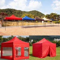 [트윈스몰] 국내 당일배송 리뷰이벤트 프리미엄 끈타입 대형 접이식 캐노피 천막, A3세트(지붕+프레임+투명바람막이4면), 3X6, 블랙