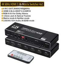 3x2 HDMI 매트릭스 스위처 분배기 2 In Out 4 SPDIF L/R 3.5mm HDR 호환 스위치 4x2 ARC 4K @ 60Hz (PS5, 03 ZY-HM42_04 AU Power Plug