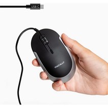 Macally USB Type C 마우스 - 슬림하고 컴팩트한 디자인 - MacBook Pro iMac PC 등을 위한 USB C 마우스 - DPI 스위치가 있는 단순한 3버튼 및, Black with Silver Trim