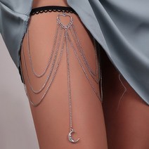 레그프레스 파워 멀티랙 레그컬 Fashion Moon Heart Shape Tassel Leg Chain Women Gothic Thigh Cute Nigh, 한개옵션0