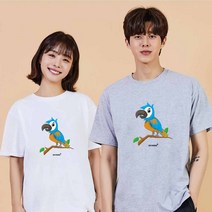 앵무새 반팔티 인쇄티셔츠 디지털프린팅 오버핏