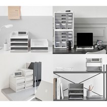 깔끔한 화이트 서류꽂이함 4종 파일철 파일꽂이 데스크테리어 회사책상꾸미기 사무실꿀템, 쿨그레이, 2단 서류받침