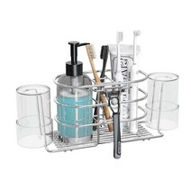 칫솔 홀더 스테인리스 스틸 치약 7개의 슬롯 녹 방지 랙 오거나이저 전동 클렌저 면도기 블랙 1 USA 미국, Silver