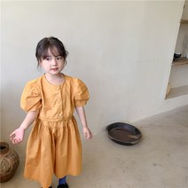 PigPug 여성용 여름옷 세트 21 어린이 퍼프 소매 라운드 상의 와이드 7부 바지 2개 세트