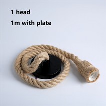 대마 로프 펜던트 조명 빈티지 레트로 로프트 산업 교수형 램프 거실 주방 홈 전등 장식 조명기구, 플레이트 포함 1M