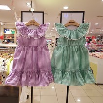 밀리밤 NEW~~20SS 세상편한 핫신상~!!이중 러플 빅카라 로맨틱체크 민소매원피스