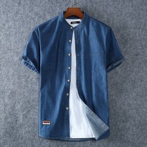 청난방 청남방 여자 청 남방 난방 데님 셔츠 블라우스 플러스 사이즈 l-5xl 6xl 7xl 8xl 남성용 반팔 100 코튼 2023 여름 스타일 패션 캐주얼 의류