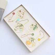 금속 사군자 책갈피 북클립 북마크8종 선물포장, 팬던트4개세트