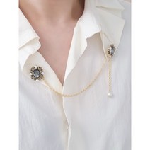 피란체 진주큐빅 더블브로치 핸드메이드 카라브로치 뱃지