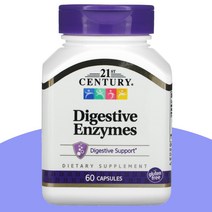 21st Century 소화 효소 60 캡슐 아밀라아제 리파아제 Lipase Amylase 프로테아제 Protease Maltase 셀룰라아제 Invertase