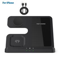 무선충전기 3in 1 Wireless Charger Stand 15W Qi Fast Charging Dock Station for Apple Watch 7 AirPods, 01 Q10-A-BK