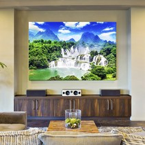 대형 풍수 폭포 풍경 시원한 물 여름 그림 캔버스액자, 09.베트남 데티안 폭포