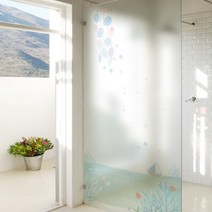 바보사랑 ch612 m 무점착유리시트 바람이부는바다 유리문시트지.꾸밈