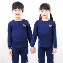 키즈라인 기모 아동내의 네이비 스판 아동 주니어 실내복 겨울내의 기모내의