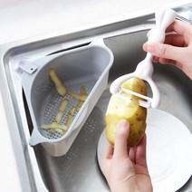 주방수납 1+1 주방용품 브래킷 주방사은품 흡착식 모서리 수세미거치대 주방정리 수세미거치대 판촉 보험, 블루+크림