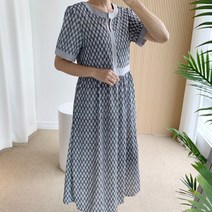 요시아나 [세일] [당일발송] 시크 리프 배색 롱 원피스 -2컬러
